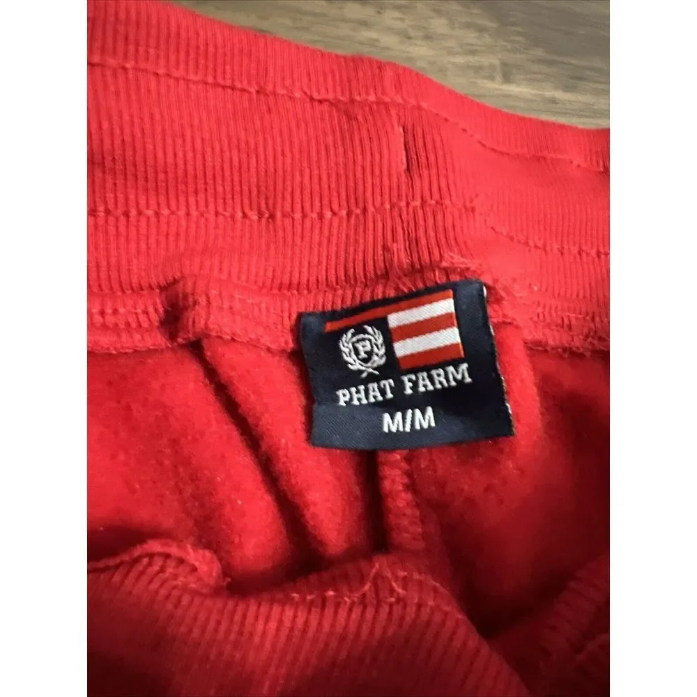 Vintage Y2K Phat Farm Baggy Long‎ Shorts Size Medium Red Pockets Sweat Shorts